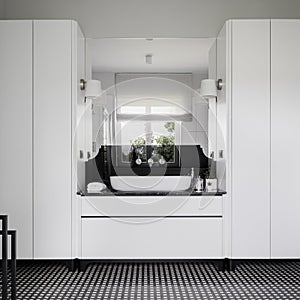 Elegant bathroom with two wardrobes