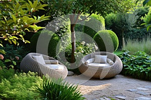 Elegant Beautiful garden furniture. Generate Ai