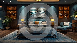 Luxurious Bedchamber Sanctuary with Artistic Touches photo