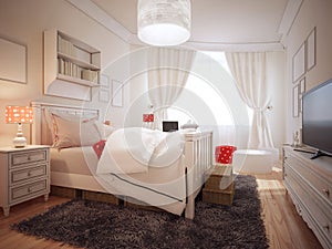 Elegant bedroom in art deco trend