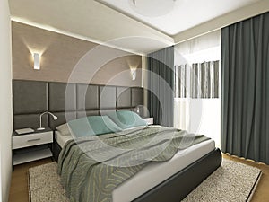Elegant bedroom, 3d render