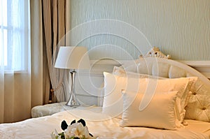 Elegant bedroom interior decoration in white
