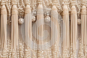 Elegant Beige Tassels and Pearls Background