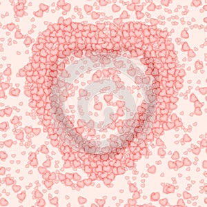 Elegant big heart in the center with many overlapping rose red hearts