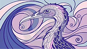 Elegant bird in wavy lines, nature-inspired graphic for serene and artistic designs vector design Generative AI photo