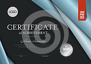 Elegant Black and Blue Certificate of Achievement