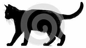Elegant Black Cat Silhouette in Graceful Stance