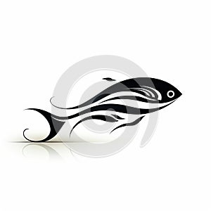 Elegant Black Fish Illustration With Mythological Iconography