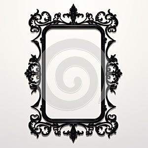 Elegant Black Frame With Ornate Details - Luminous Shadows And Baroque Exaggeration