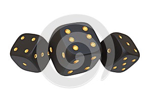 Elegant Black and Gold Dice isolated on white background