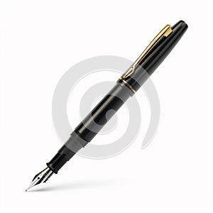 Elegant Black and Gold Pen Isolated on White Background. Generative ai