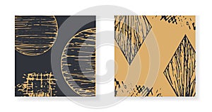 Elegant black and gold textured elements cards