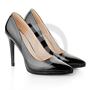 Elegant black, high heel shoes for woman