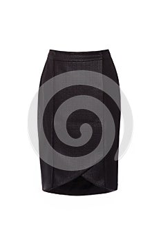 Elegant black midi skirt isolated on white