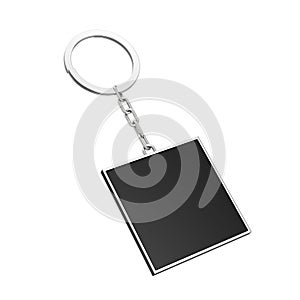 Elegant Black Rectangle Keychain with Blank Space for Your Design. 3d Rendering