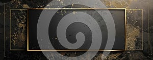 Elegant black rectangular card with a luxurious golden frame design