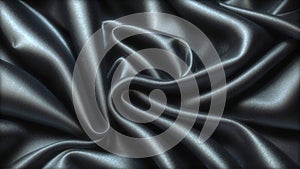 Elegant black silk satin fabric background. Highly detailed and wavy texture. AI-Generated