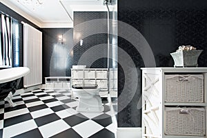 Elegant, black and white bathroom