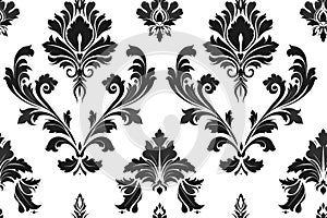 Elegant black and white damask pattern