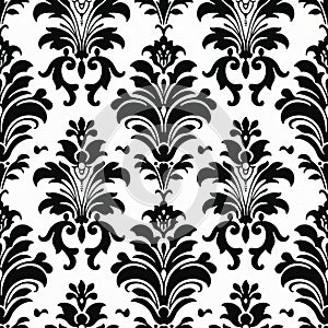 Elegant Black And White Damask Pattern For Dramatic Wallpaper