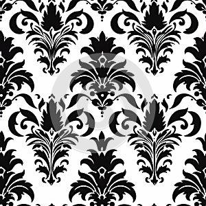 Elegant Black And White Damask Wallpaper Pattern
