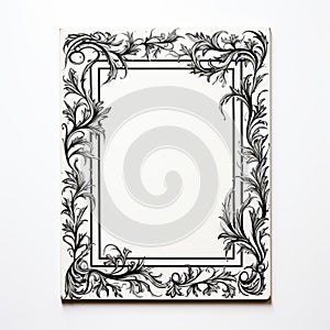 Elegant Black And White Decorative Frame With Flourishing Botanicals