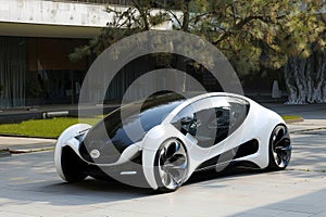 Elegant black and white futuristic concept car photo