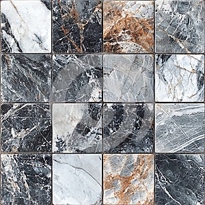 Elegant black and white marble tile pattern perfect for interior design and home decor projects