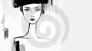Elegant Black And White Runway Portrait: Stylized Grunge Beauty In Japanese Inspired Art