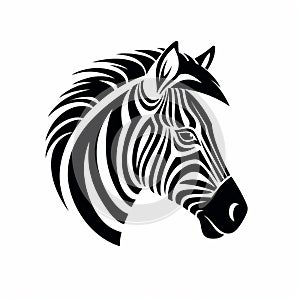 Elegant Black And White Zebra Head Vector Art