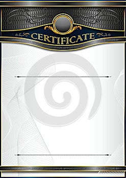 An elegant blank form for creating certificates. With black inserts on a white background.