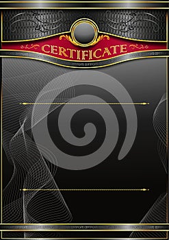 An elegant blank form for creating certificates. In dark colors with a red insert.