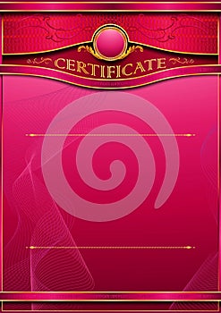 An elegant blank form for creating certificates. In red colors.