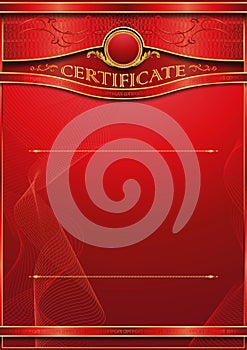 An elegant blank form for creating certificates. In red colors.