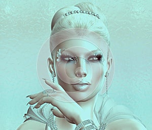 Elegant Blonde with a retro tint, abstract effect.