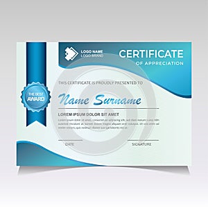 Elegant Blue Certificate Template Design