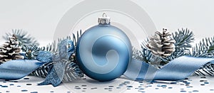 Elegant Blue Christmas Ornament on Table