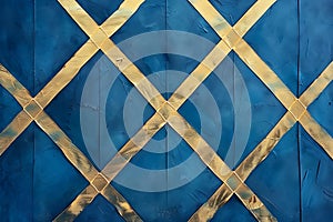 Elegant Blue and Gold Diamond Patterned Wall Texture