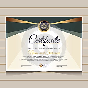 Elegant blue and gold diploma certificate template.