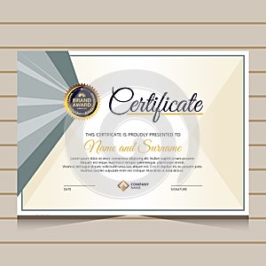 Elegant blue and gold diploma certificate template.