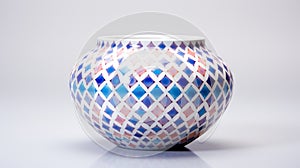 Elegant Blue Multicoloured Diamond Vase With Mediterranean-inspired Design