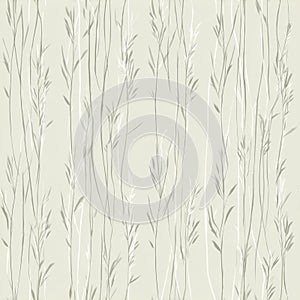 Elegant Botanical: Minimalist Gray Leaf Pattern on Soft Beige.
