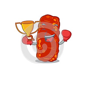 An elegant boxing winner of acinetobacter bacteria mascot design style