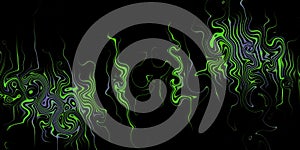 elegant bright green turbulence distortion design from groups of stripes on black background