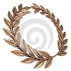 Elegant Bronze Laurel Wreath isolated on white background photo