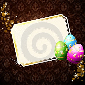 Elegant brown background with decorated Eastereggs