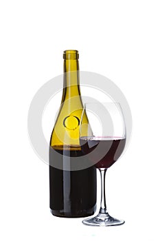 Elegant brown transparent wine bottle