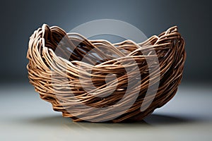 an elegant brown wisker basket made with natural fibers