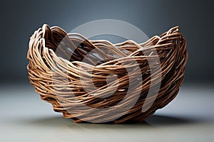 an elegant brown wisker basket made with natural fibers photo