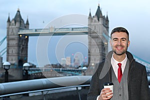 Elegant businessman around London Bridge